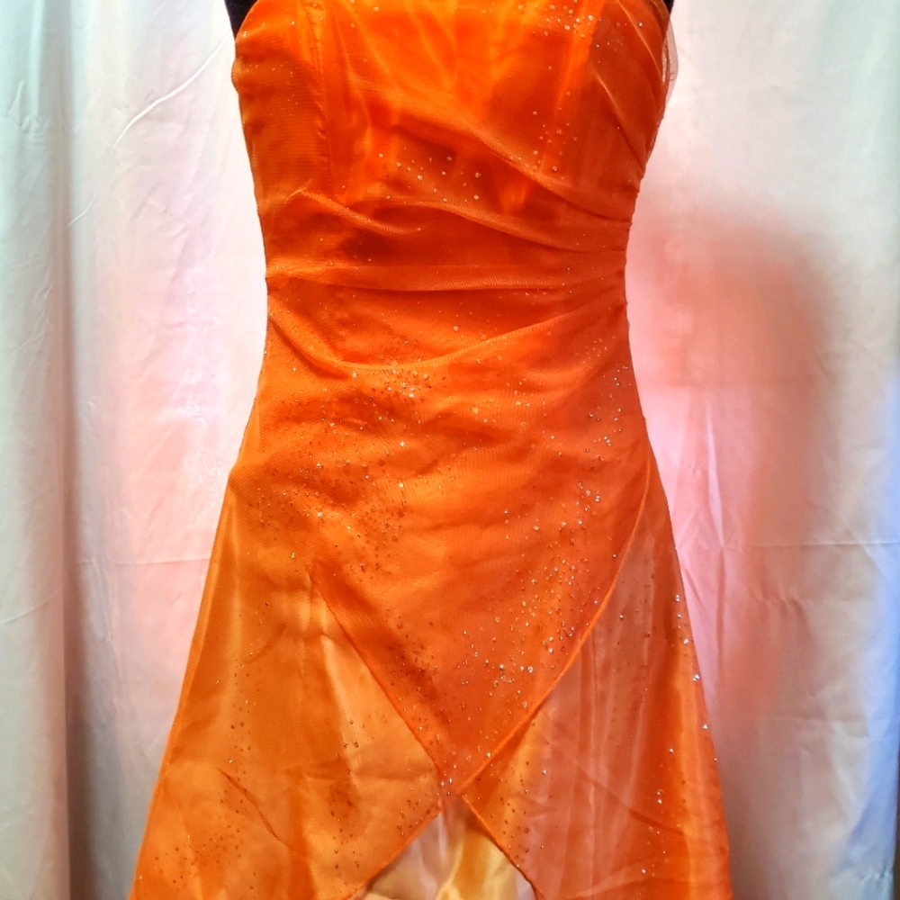 Orange Chiffon Formal Gown